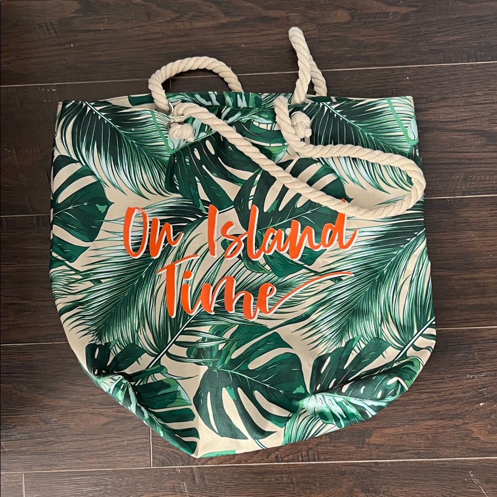 Tropical Leaf Print Tote Bag